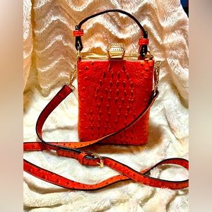 Isabelle Orange Moc alligator Vegan Leather Crossbody Purse